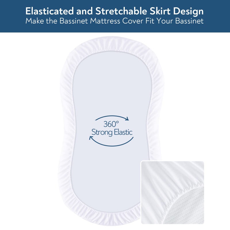 Magik & Kover Bassinet Mattress Pad Cover 30" x 18" - Fits for Halo BassiNest Swivel, Glide, Flex, Luxe & Premiere Series Sleeper, Waterproof Quilted Bassinet Mattress Protector 2 Pack, Cotton Terry Surface - Image 4